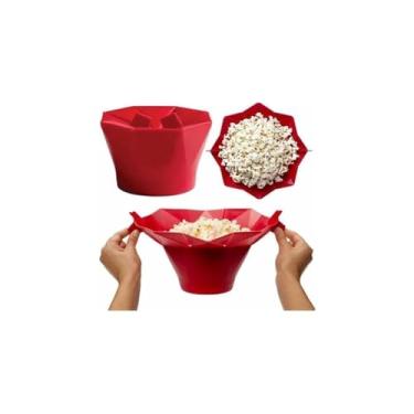 Imagem de Balde Pipoqueira Silicone para Micro-ondas Retrátil, 26cm, Sem Óleo, Plástico, 280g
