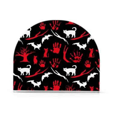 Imagem de Qilmy Porta-guardanapos de acrílico para Halloween Palma sangrenta, suporte de guardanapo de coquetel de plástico transparente para mesas de restaurante de cozinha, 2 peças