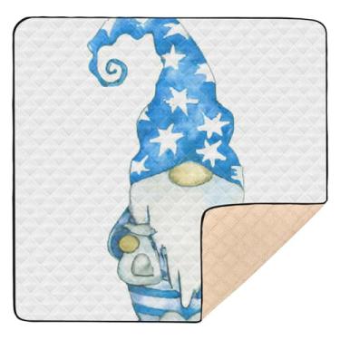 Imagem de Qilmy Tapete de Natal Gnome para bebês 127 cm x 127 cm, tapete macio à prova d'água para bebês pequenas, tapete antiderrapante lavável para cercadinho