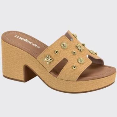 Imagem de Sandália Slide Feminina Anabela Bloco Alto Bottons Moleca 5549.105.30166-Feminino