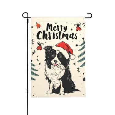 Imagem de Bandeira de jardim de Natal, cão pastor australiano, dupla face, vertical, sazonal, inverno, exterior, jardim, jardim, decoração, gramado, 30 x 45 cm