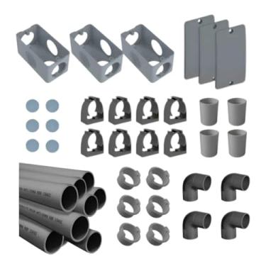 Imagem de Kit Completo Elétrica Aparente 3/4" com Placa Cega, 36 Peças, Abraçadeira Adaptador Caixa Joelho Luva e Eletroduto (Cinza)