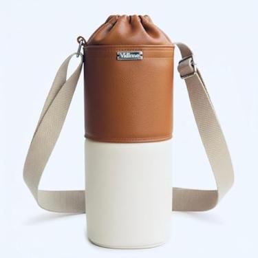 Imagem de Bolsa Térmica (CARAMELO COM MARFIM) RAMIERE para Garrafa de 1 LITRO em Couro Sintético - Coleção Cores VERÃO 2026