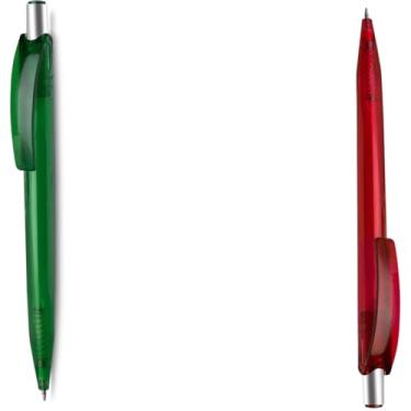 Imagem de Caneta Esferográfica Retrátil, Escrita Azul, Plástico, Kit com 1 e 2 Unidades (Verde e Vermelho)