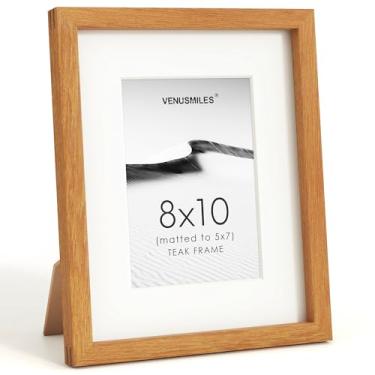 Imagem de Moldura de 20 x 25 cm, moldura de colagem de fotos de madeira teca natural com vidro temperado HD, moldura de madeira moderna simples 20 x 25 cm fosca até 13 x 17 cm, molduras de parede para galeria