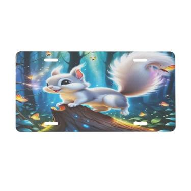 Imagem de Linda placa de licença de esquilo florestal para placas dianteiras do carro alumínio metal adequado para caminhão, placa de porta de carro, bar, café, acessórios automotivos para homens e mulheres 15