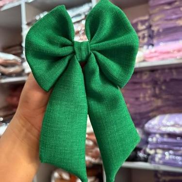Imagem de Laço de Cabelo Feminino com Bico de Pato Adulto Acessório de Moda em para Penteados (VERDE BANDERA LAÇO,INFANTIL)