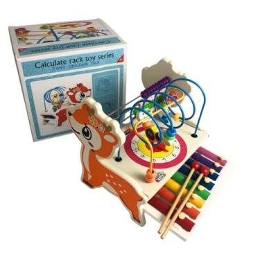 Imagem de Kit Infantil Sons Musicais 3 em 1: Abaco, Montanha Russa com Relógio Didático e Xilofone de 8 Notas Colorido