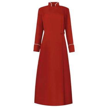 Imagem de Faltern Roupão de clero para mulheres - roupão de ministro branco, fantasia de clero preto, traje de padre e pastor