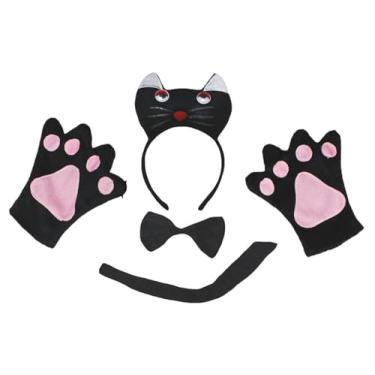 Imagem de Petitebella Combined Cute Animal Headband Bowtie Tail 4pc Costume 1-10y (Black Cat, 5-10 Years)