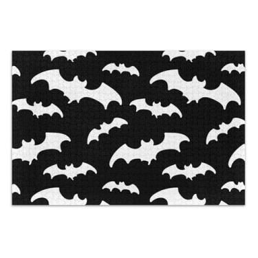 Imagem de Quebra-cabeça de morcegos pretos e brancos, 1000 quebra-cabeças para adultos, estampa de arte animal, cena de inverno personalizada, elefante branco, 75 x 40 cm