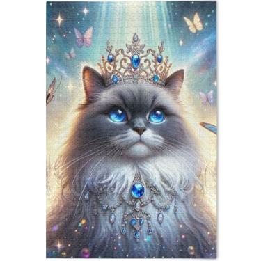 Imagem de Quebra-cabeça fofo de gato Ragdoll gatinho para adultos 1000 peças engraçadas engraçadas presentes tecnológicos divertidos quebra-cabeças grandes flores estampa animal, 75 cm x 50 cm