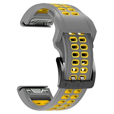 Imagem de BCMCBV Pulseira de silicone para relógio Garmin Fenix 7 7X de 26 mm para relógio inteligente Fenix 6 6X Pro 5X 5 945 Descent Mk2 de liberação rápida (F,26 mm para Fenix 6X 6XPro)