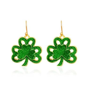 Imagem de LKingel Brincos de Dia de São Patrício para mulheres, trevo verde, trevo irlandês, trevo, boa sorte, roupas de festa irlandesa, acessórios para o dia de São Patrício, joias para presente para mulheres
