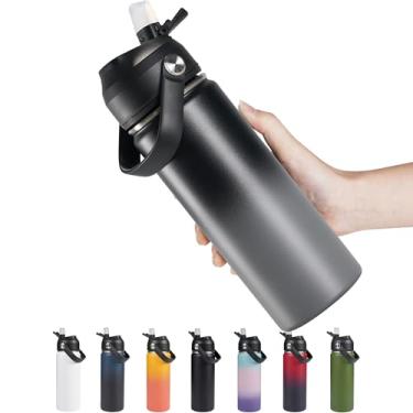 Imagem de Garrafa de água isolada de aço inoxidável de 510 g, aspirador de parede dupla de boca larga, canudo de silicone, à prova de suor e vazamento, frasco de água isolado sem BPA para viagens, mantenha frio