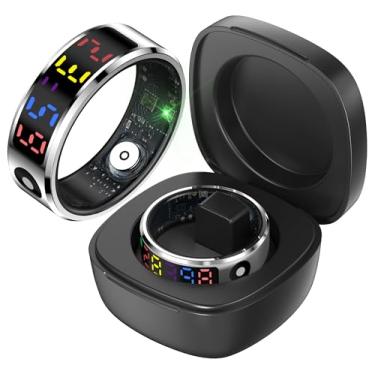 Imagem de Anel inteligente fitness para saúde com tela colorida, contador de passos digital, pedômetro, frequência cardíaca, sono, modos de exercício, rastreador, mulheres, homens, anéis inteligentes para