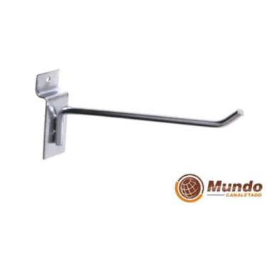 Imagem de Gancho Expositor P/ Painel Canaletado Cromado 20cm-100uni - Mundo Cana