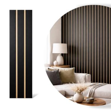 Imagem de 30 Placas Adesivas Painel Madeira Ripada Montável Mdf 45x11 (Preto)