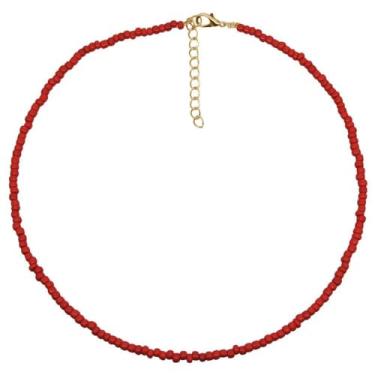 Imagem de TINCOLIA Colar feito à mão com miçangas de sementes coloridas perfeitas para melhores amigos, corrente de clavícula casual curta