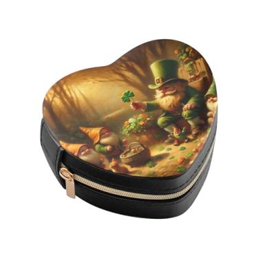 Imagem de Burbuja Caixa de joias em forma de coração St Patrick Gathering, mini estojo de viagem para mulheres e meninas, organizador portátil de armazenamento para brincos, anéis, colares e pulseiras