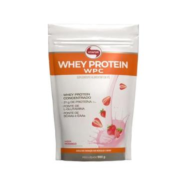 Imagem de Whey protein wpc vitafor refil 900g - morango
