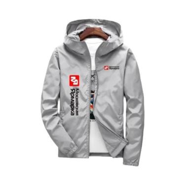 Imagem de Jaqueta Slim Com Capuz À Prova De Vento Para Homens, Casual, Com Zíper