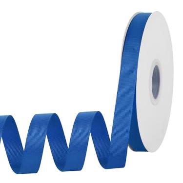 Imagem de Yamkim Fita de gorgorão azul real de 1,5 cm x 50 metros fita azul real para embrulho de presente, muito adequada para casamentos, decoração, buquê, artes, artesanato, costura, convites de laço de
