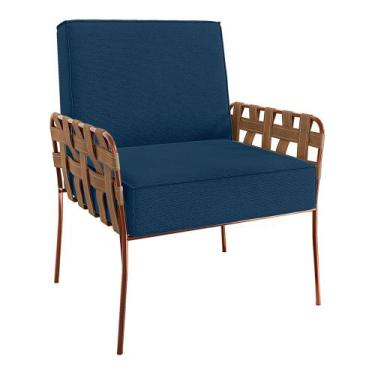 Imagem de Poltrona Filadélfia Veludo Base de Ferro Cobre - D'Rossi - DRossi, Azu