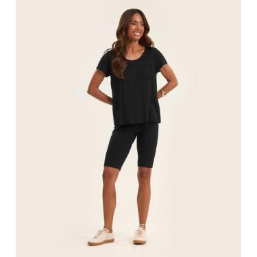 Imagem de Bermuda Ciclista Feminina em Cotton Pesado Rovitex Preto, G, Preto