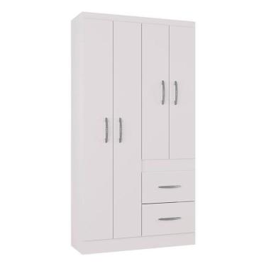 Imagem de Guarda Roupa Solteiro Milão 4 Portas Branco Brilho – Poquema