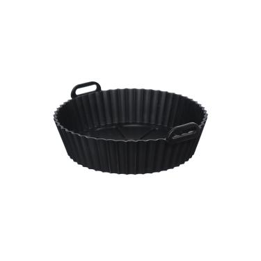 Imagem de Forma Redonda de Silicone para Air Fryer Preta 16,5 cm
