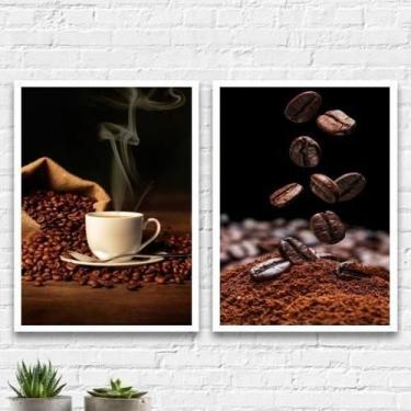 Imagem de Kit 2 Quadros Fotografia Grãos De Café 33X24Cm - Com Vidro - Quadros O