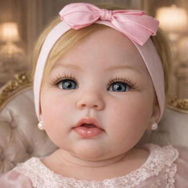 Imagem de Boneca Bebê Reborn Abigail Loira Corpinho em Vinil Siliconado Para Ban
