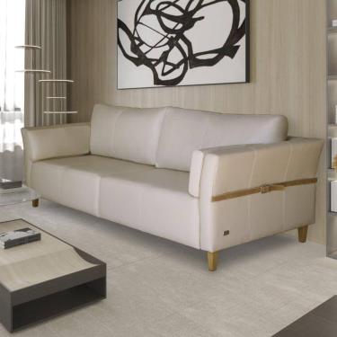 Imagem de Sofá 4 Lugares 240cm Couro Legítimo Malibu Scala Decor Bege 66