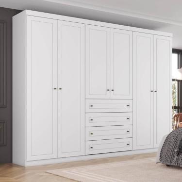 Imagem de Guarda Roupa Casal 6 Portas 4 Gavetas Amy Casa 812 Branco Hp
