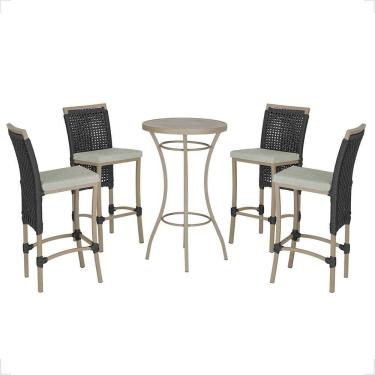 Imagem de Mesa Bistrô Com 4 Banquetas Roma Fendi Corda Náutica 3 Trama Preto