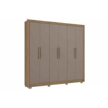 Imagem de Guarda Roupa Casal CB02M569 6 Portas de Bater 2 Gavetas MDF Nogueira-Fendi Kappesberg