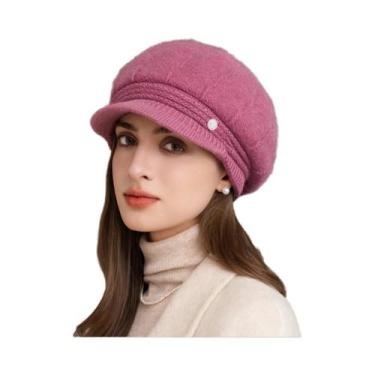 Imagem de Chapéu De Inverno Feminino Da Moda: Gorro De Tricô Elegante Com Forro 