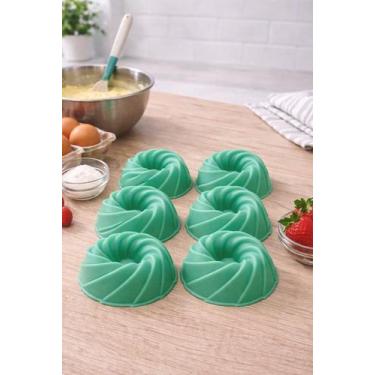 Imagem de Kit 6 Formas Silicone Pudim Gelatina Mini Bolo Antiaderente Fácil Dese