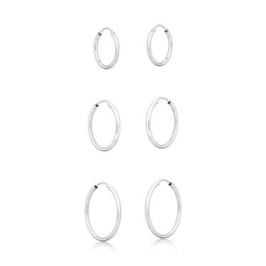 Imagem de Argola Trio Prata 925 Redondo Liso 2 - Rei Das Joias, Prata, Prata 925