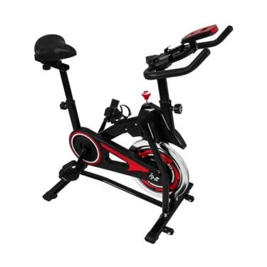 Imagem de Bicicleta Ergométrica de Spinning, Roda de Inércia 13kg, Suporta 130kg, Mecânica, Preta e Vermelha, Para Exercícios em Casa