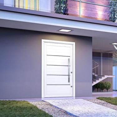 Imagem de Porta Pivotante de Aluminio com Friso Puxador de 1 Metro 225x130 Lucas