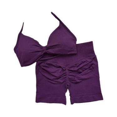 Imagem de Top Esportivo Feminino Acolchoado Com Costas Abertas, Tipo Halter, Par