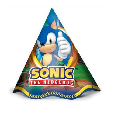Imagem de Chapeu Chapeuzinho Sonic 08unidades Para Festa Aniversario Infantil - 