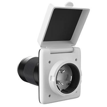 Imagem de Tomada de alimentação RV 125/250V 50 AMP com 3 pinos de aço inoxidável, White