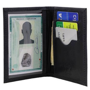 Imagem de Carteira Masculina Slim Couro Legítimo Porta Rg Porta Cartões Preto 
