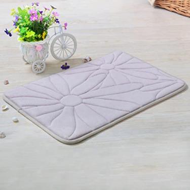 Imagem de Tapete de banheiro de espuma de memória absorvente super confortável macio antiderrapante veludo coral tapete de banheiro fácil de secar na máquina tapete de banheiro, cinza claro - 1 40 x 60 cm