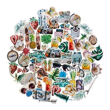 Imagem de Pacote de adesivos de viagem para aquarela Peony azul-marinho e decalques de acampamento | Pequenos adesivos à prova d'água para bagagem, skate, telefone e laptop | Adesivos fofos para álbuns, agendas, diário e diário