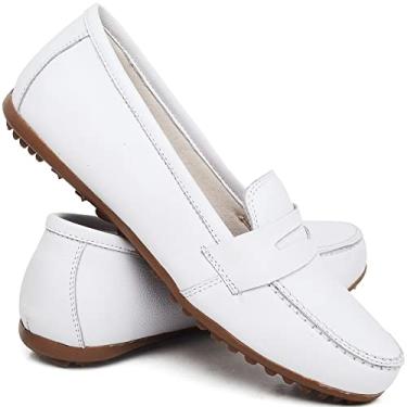 Imagem de Sapato Feminino Mocassim Casual Confortavel Cor:Branco;Tamanho:35;Genero:Feminino