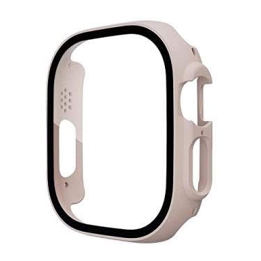 Imagem de JWTPRO Capa de vidro para Apple Watch case 49mm smartwatch PC protetor de tela capa temperado capa iwatch série ultra acessórios (cor: rosa, diâmetro do mostrador: 49mm série ultra)